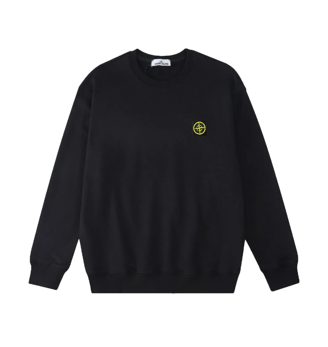 W821#P160💰 Stone Island classic round neck long-sleeved sweatshirt with embroidered badge logo on the chest! Versatile base round neck sweatshirt for couples! Simple armband design, customized 1*1 thread (fine texture), 380g double-strand large terry fabric, very good quality, foreign trade craftsmanship, respect the original version! The threads at the cuffs and hem are all original bartacks! The time-consuming and material consumption distinguishes the ordinary version on the market! Tops worn by celebrities from all walks of life on INS, can be matched with couple styles!  Color: Black White Size: M-XXL